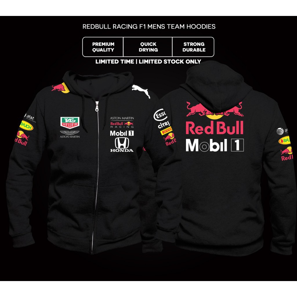 Honda Aston Martin Red Bull Racing Team Mens Long Sleeve Full Zip Hoodie Sweater Baju Sejuk Jacket Kaws Tshirt Readystok Shopee Malaysia
