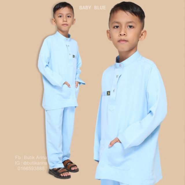  Baju  Melayu  Moden Slim  Fit  Budak Anak Lelaki Baby  Blue  