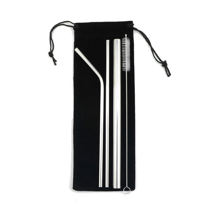 (4 Pieces) MILANDO Stainless Steel Straw Drink Cutlery Pouch Set Straw Save Nature NO PLASTIC STRAW (Type 8)