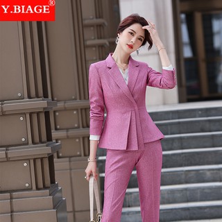 women's long coat pant suit