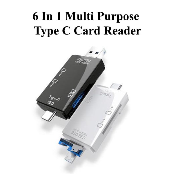 6 In 1 USB 2.0 SD Card Reader USB C Card Reader TF Micro SD Smart