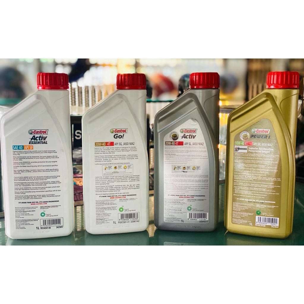 4T CASTROL  ACTIV ACTIVE ESSENTIAL SAE40 / GO 20W40/ ACTIV 20W40 / POWER1 10W40 CASTROL SCOOTER GEAR OIL