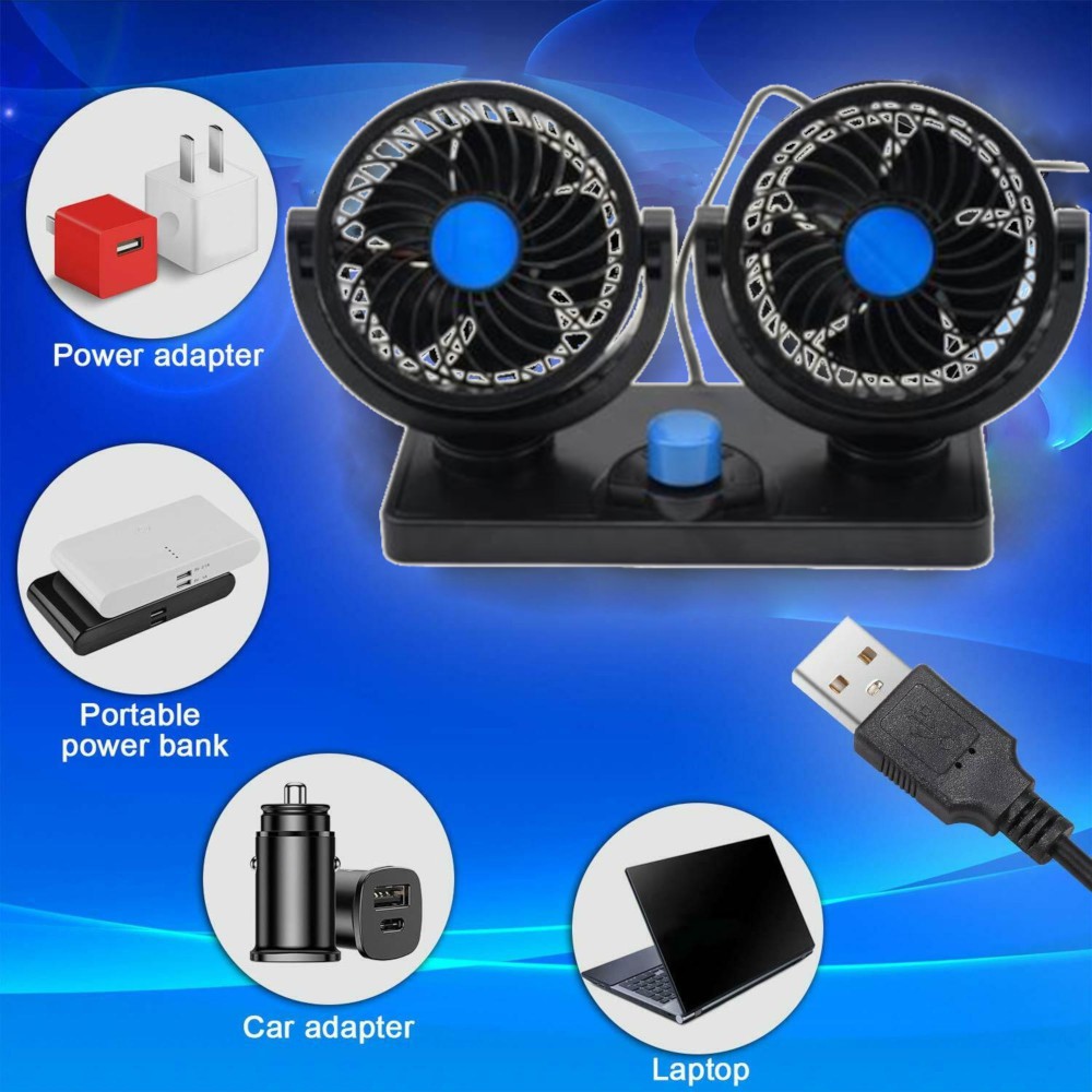 USB Desk Dual Head Fan Portable 4 Inch Mini Fan Cooling Air Table Fan 2