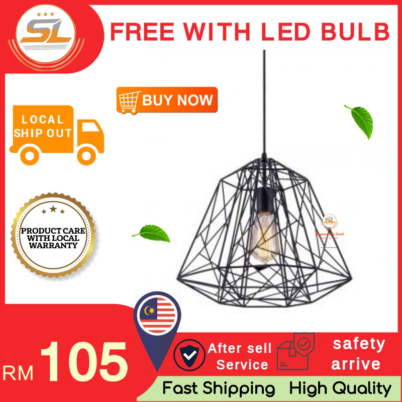 SL LIGHTING Modern Black Chandelier Lighting American Iron Cage Ceiling Lamp Light Fixtures