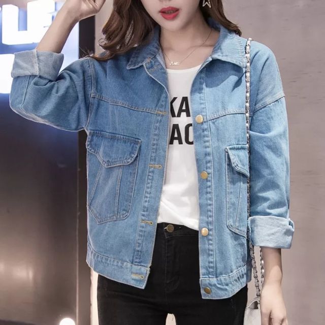 dark jean jacket light jeans