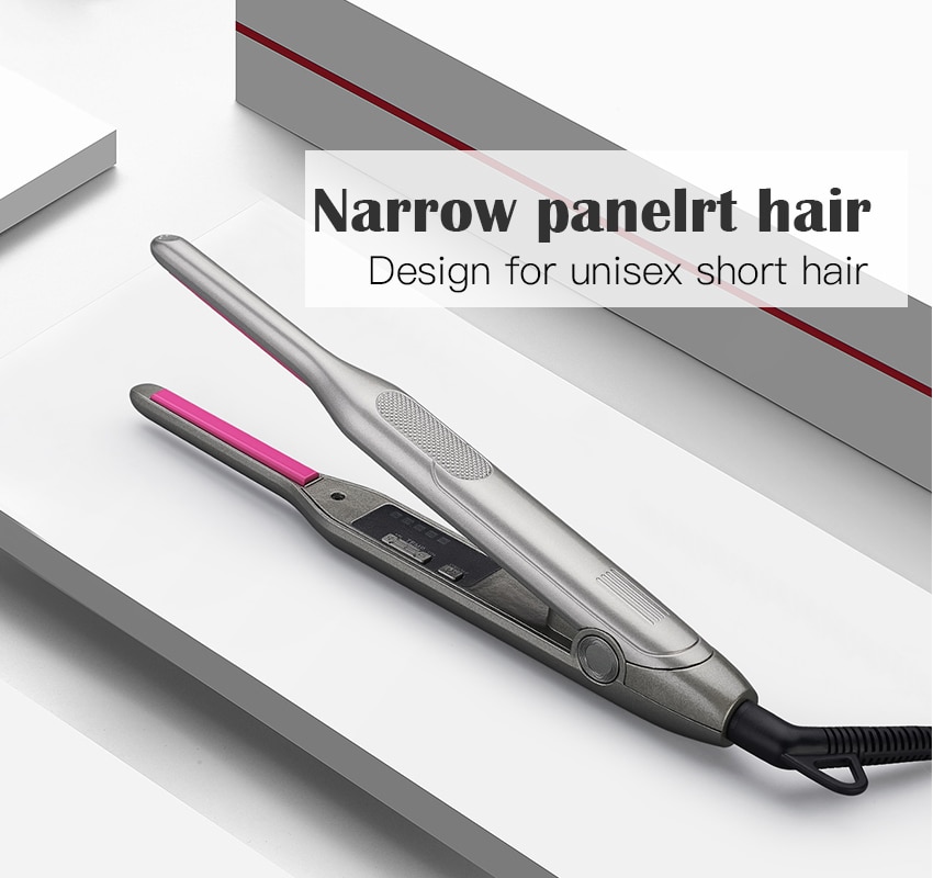 Professional Hair Straightener for Short Hair Unisex Men Beard Straightener 2 in 1 Hair Curler Flat Iron Ceramic Curling Iron