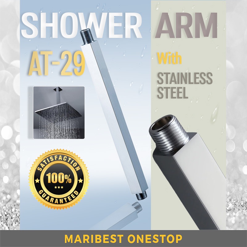 Shower Arm Square Stainless Steel Top Shower Arm Pipe Wall Mount for Ceiling Shower Head Paip mandian 淋浴管