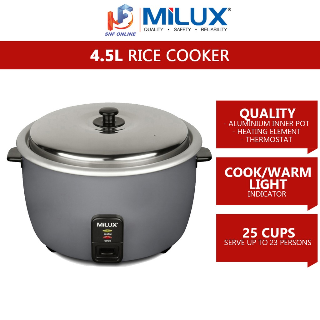 Milux Commercial Electric Rice Cooker (4.5 L) MRC545 Shopee Malaysia