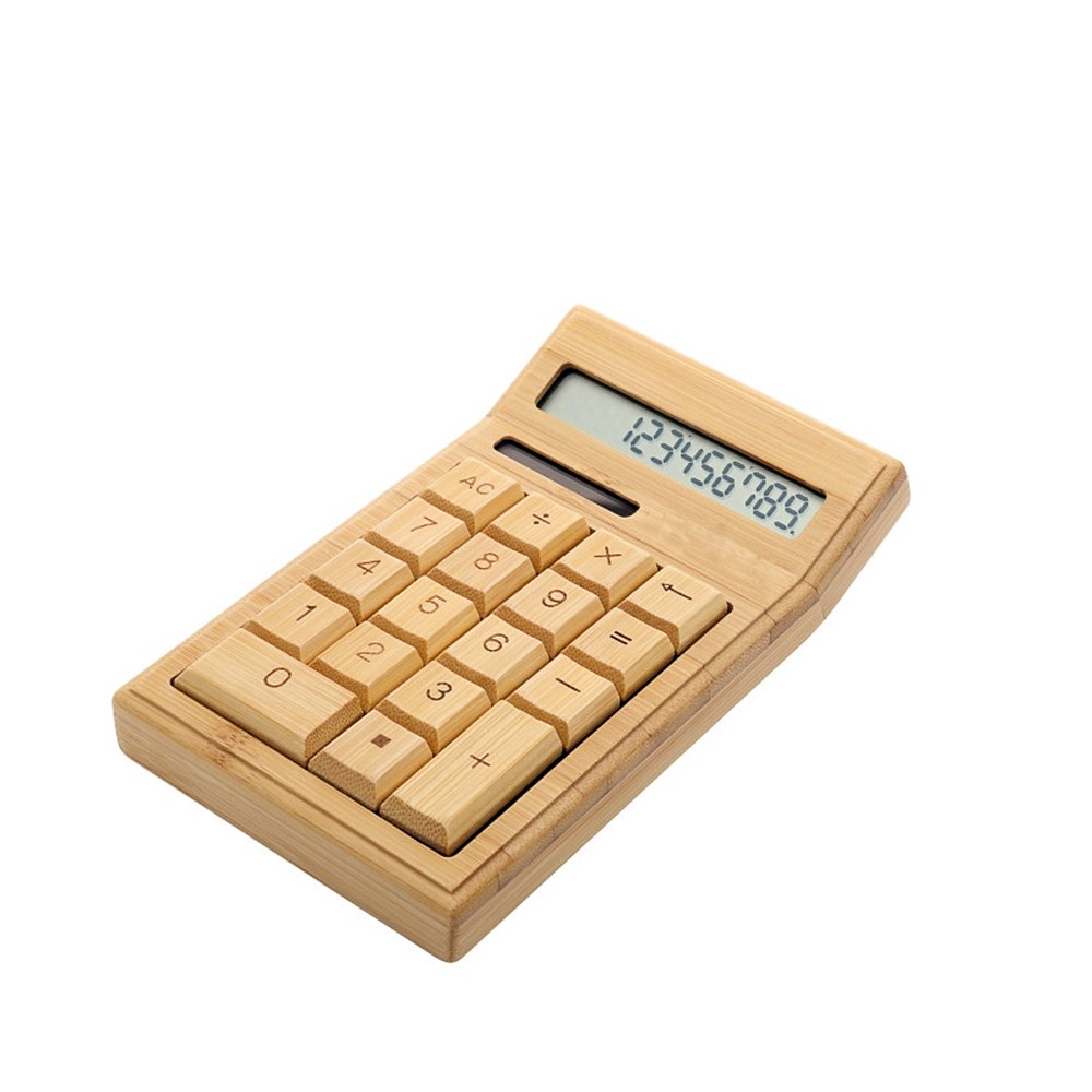 Eco-friendly Bamboo Electronic Calculator Counter Standard Function 12 Digits