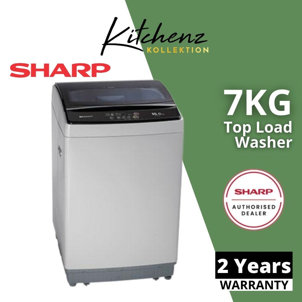 Sharp Washing Machine 7kg Top Load Washer Light Grey ES718X Shopee Malaysia