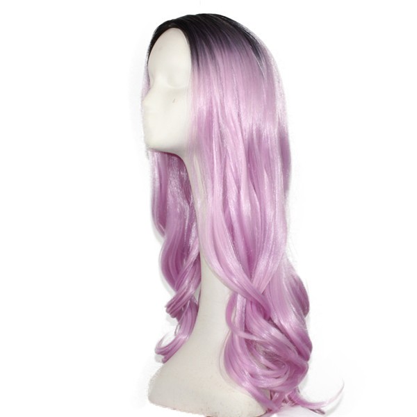 Ong Curly Cosplay Wig Middle Part Ombre Purple Gray Blue 3 Color