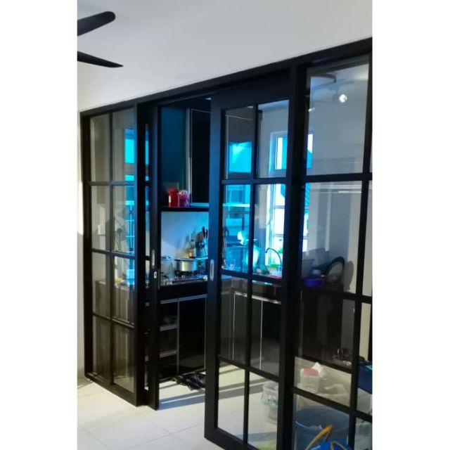 Aluminium Glass Partition Sliding Door Folding Door Kitchen