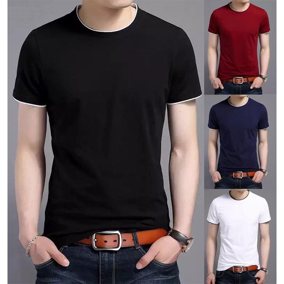 (Obulo Ot) Men's cotton spandex TShirts Gray Men's Tops Men's Tops