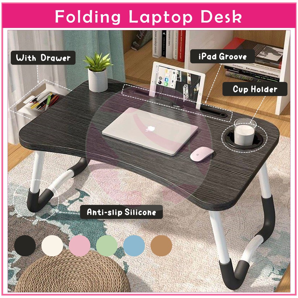 Foldable Anti-slip Laptop Study Table Drawer Notebook Multipurpose ...