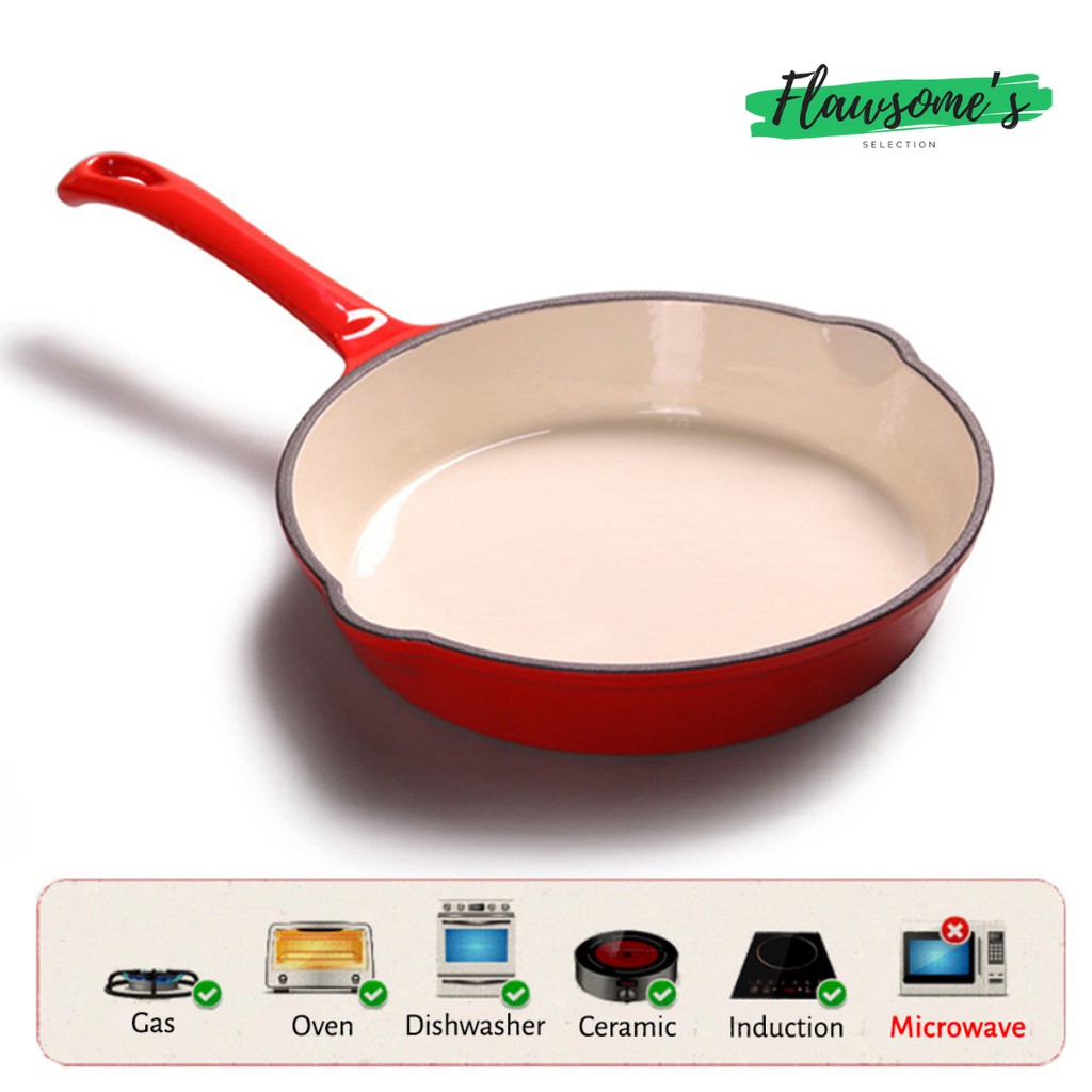 Enameled Cast Iron Frying Pan Non Stick French Casserole Enamel Cast