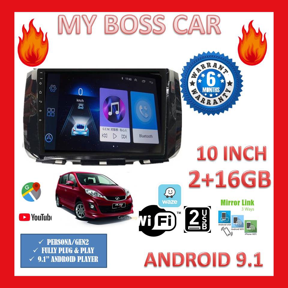 (2RAM 16GB IPS 2.5d SCREEN) Perodua Alza 10.1" Inch 