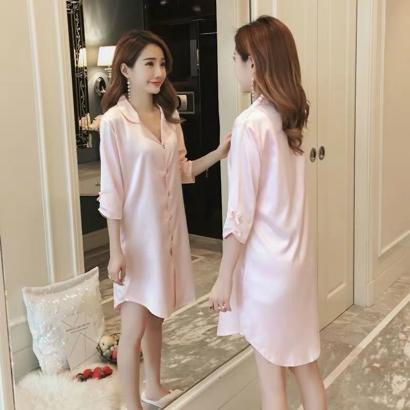 Sexy white shirt pajamas women's large emotional appeal extreme temptation medium and long loose nightdress