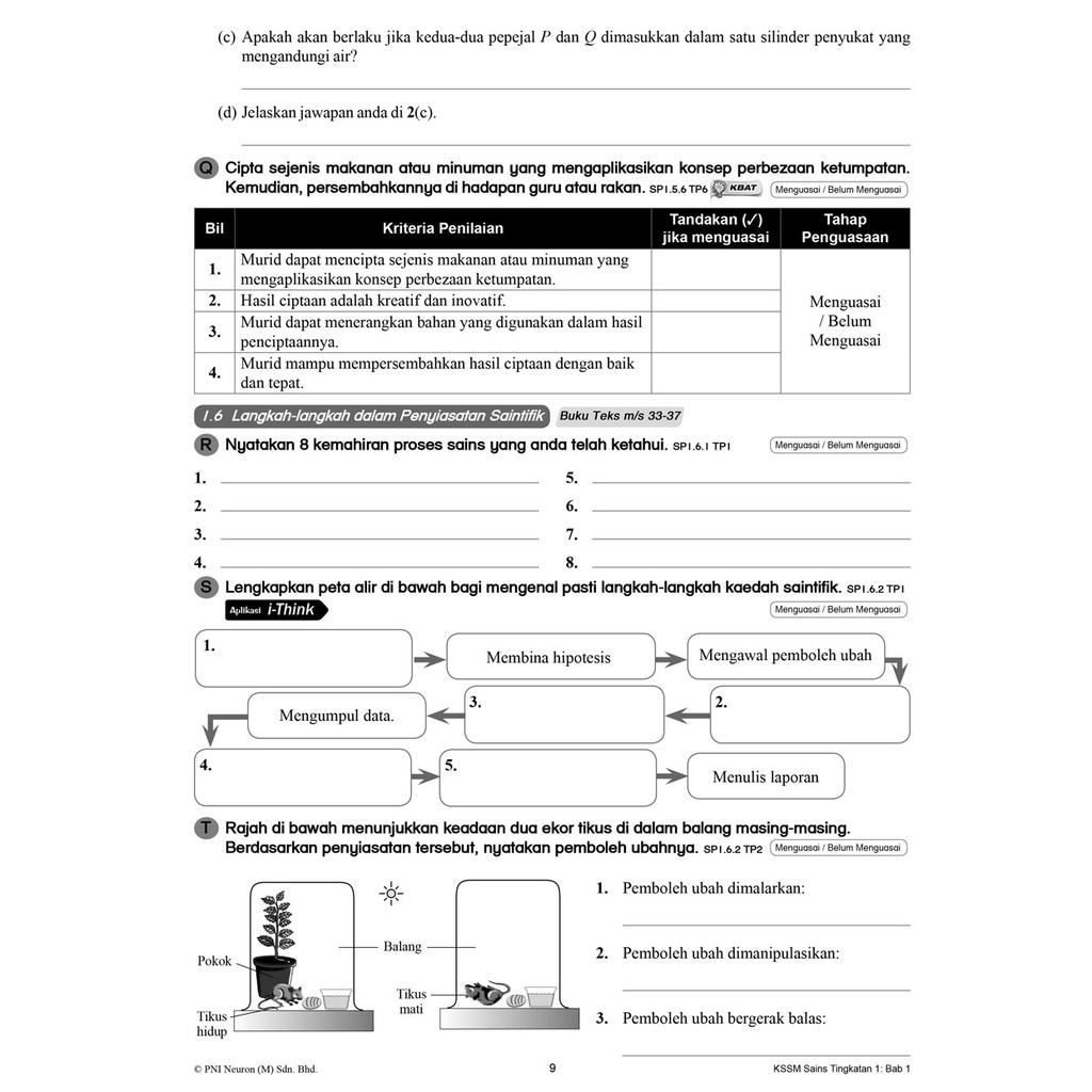 Riang Belajar Kssm Sains Tingkatan 1 Buku Latihan Topikal Nota Shopee Malaysia