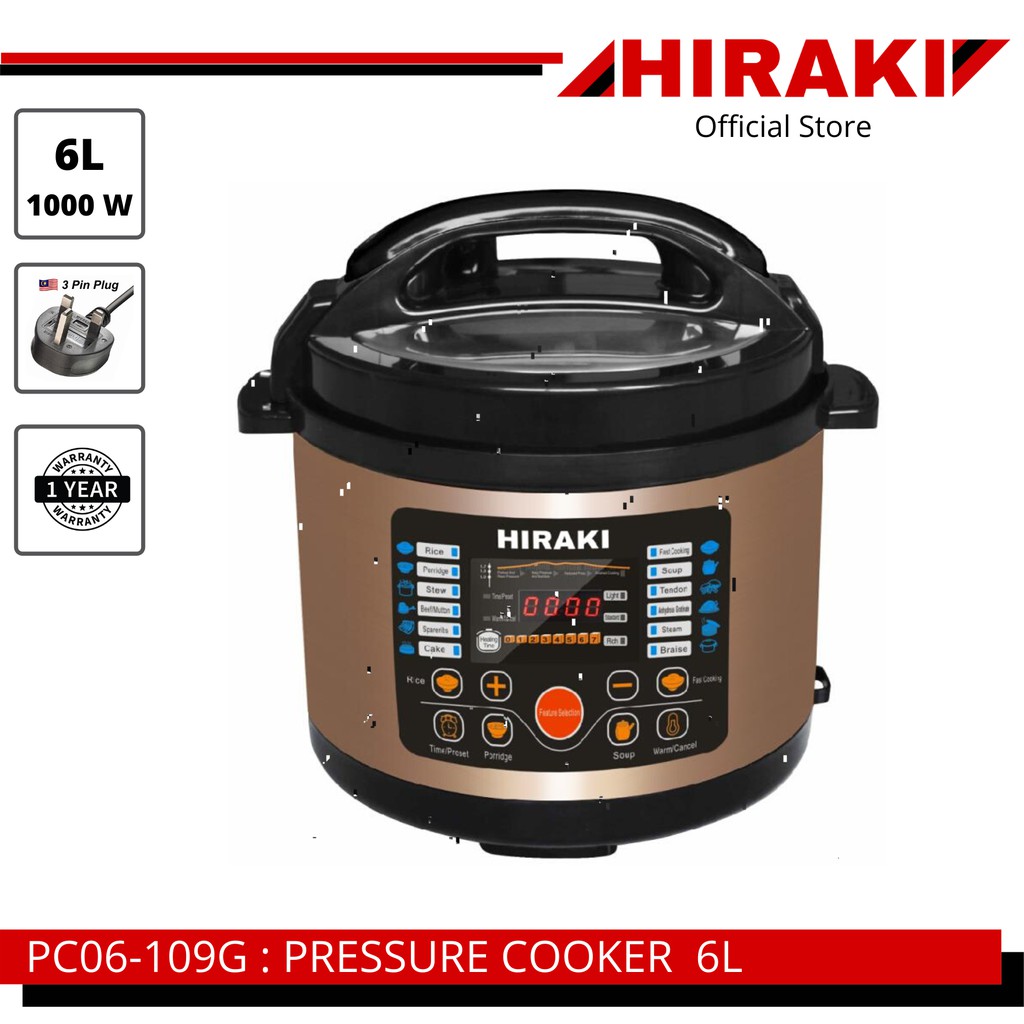 HIRAKI PRESSURE COOKER 6L (PC60-109G) GOLD | Shopee Malaysia