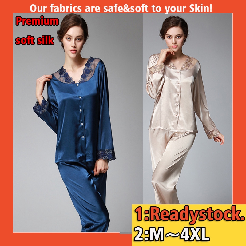 WEIMEI 4XL women baju  tidur  long sleeve pyjamas 2pcs set 