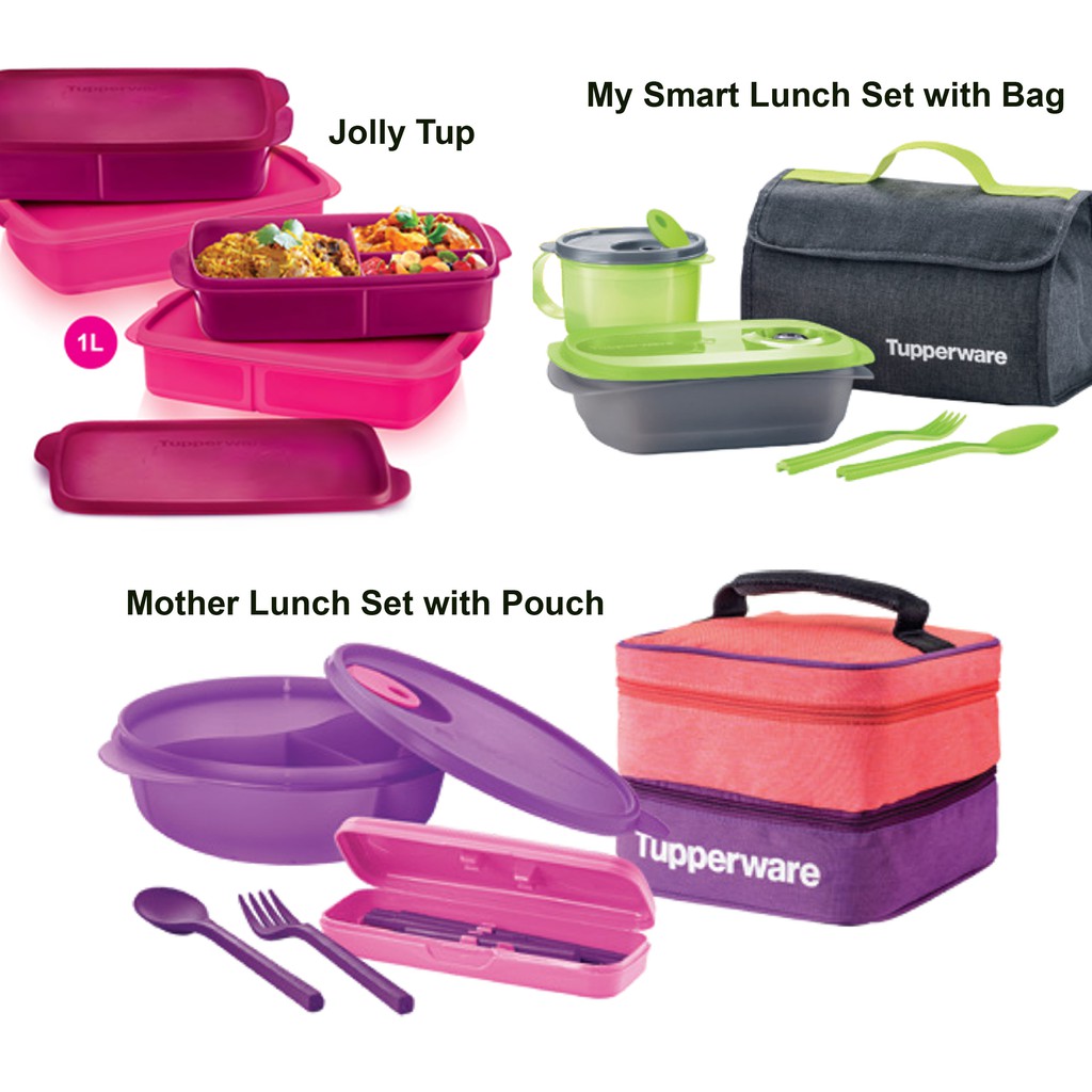 [Tupperware] Large Crystalwave Divided Dish / Reheatable Divided Lunch Box / Jolly Tup 1L / My