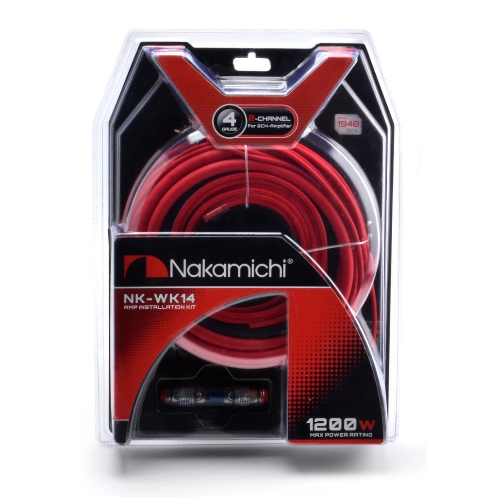 Nakamichi 4GA Wiring Kit NK-WK14 Cable Set For Amplifier 2-Channel