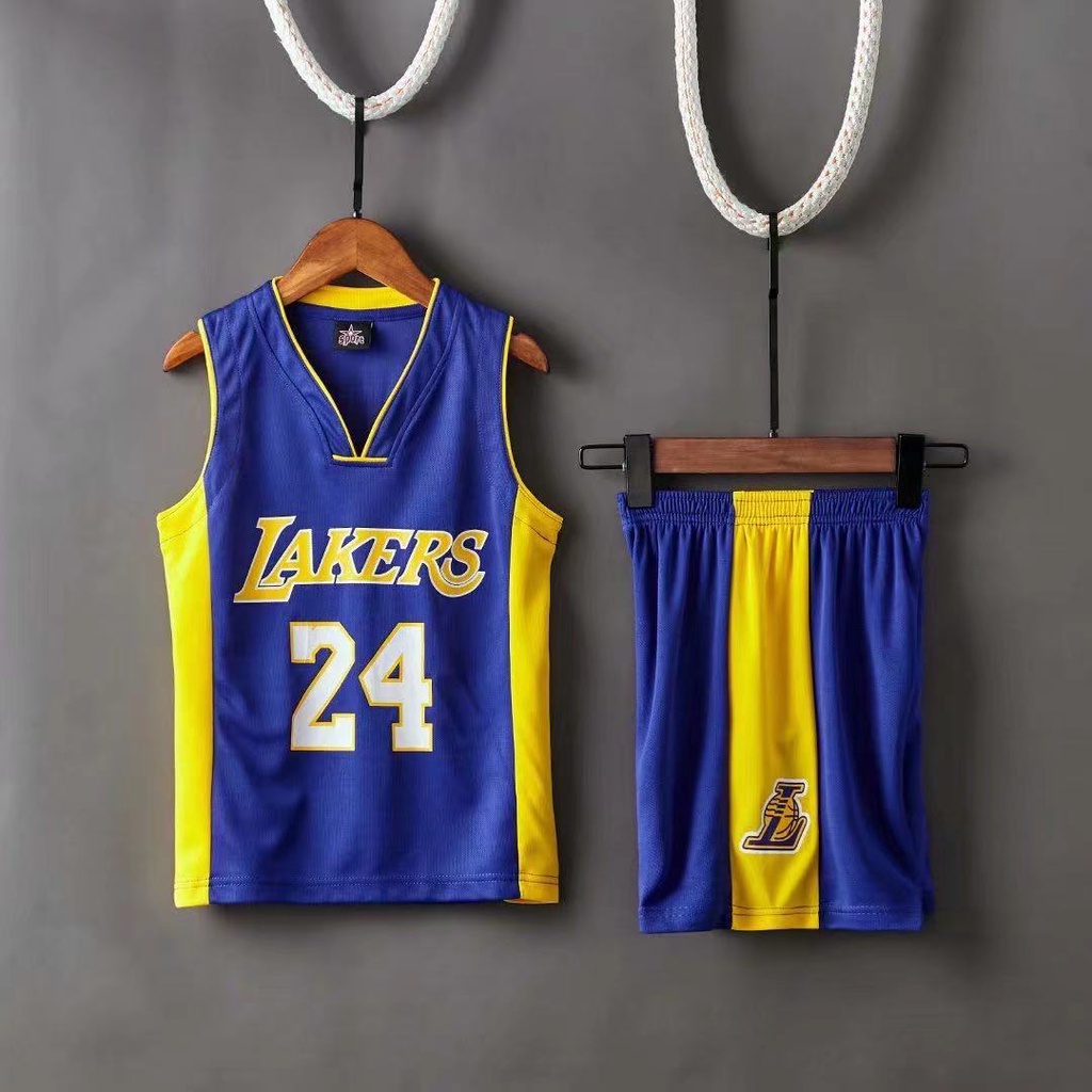 Kids Boys Lakers  #24 #23 Basketball Jersey Sport Training Tank Vest Shirt Kit 
