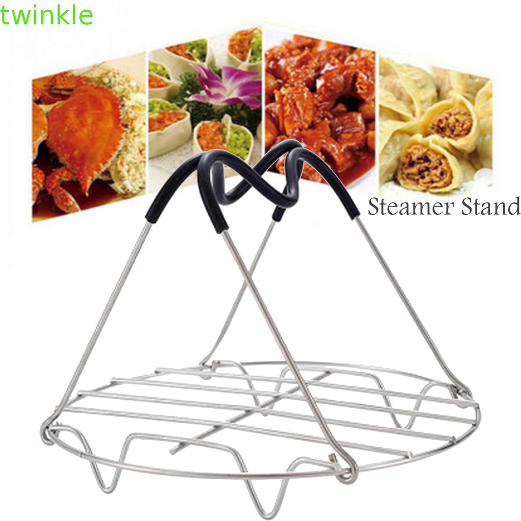 TWINKLE1 Multifunction Steamer Stand Stainless Steel Steaming Tray Steam Rack Cookware Lifting Meat And Vegetables Heating Durable Instant Pot Pressure Cooker With Silicone Handles/Multicolor