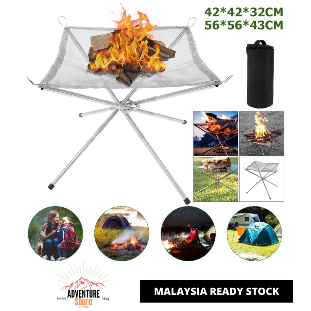 Stainless Steel Mesh Camp Fire Pit Portable/ Fire Pit/ Tempat Kayu Api