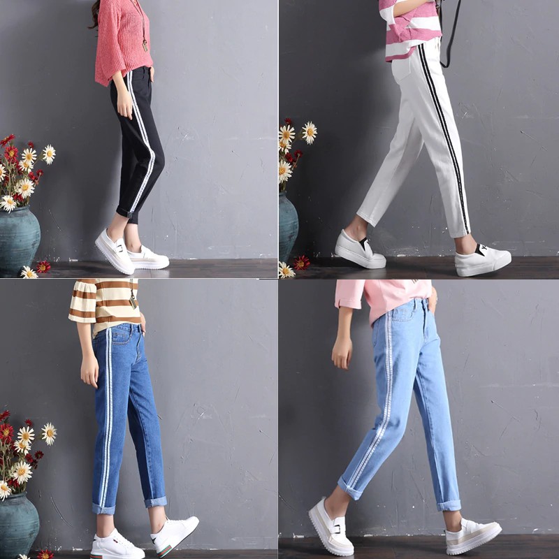 jeans with stripe down side womens