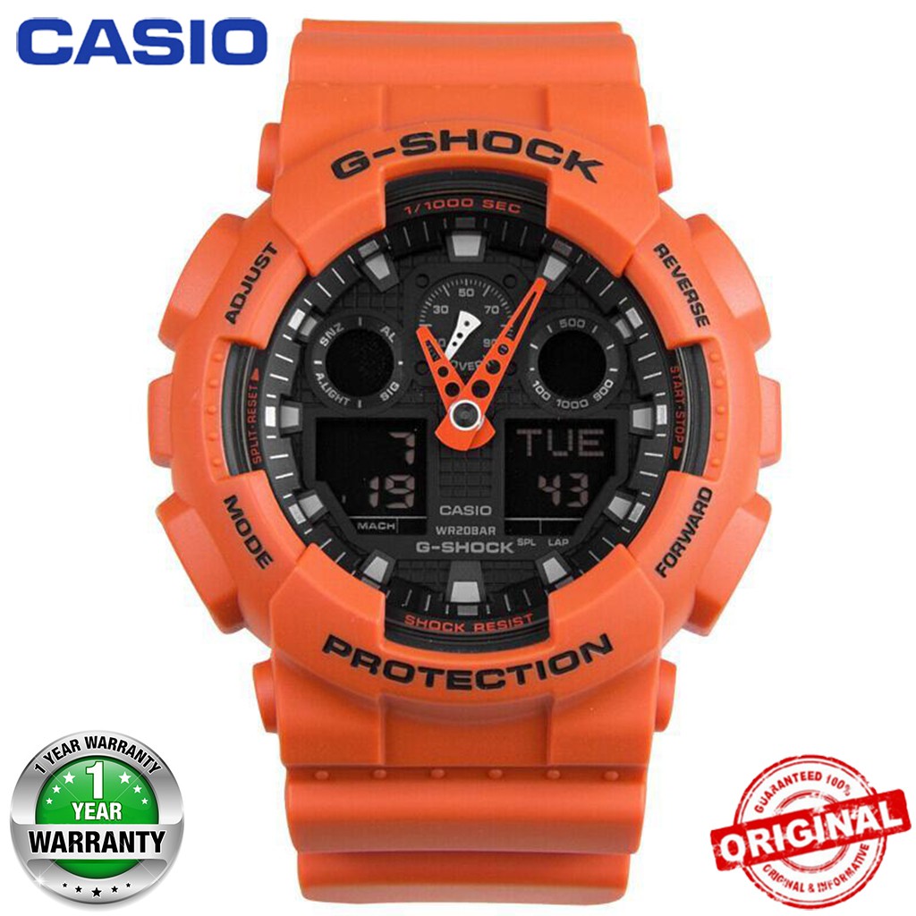 mens orange g shock watch