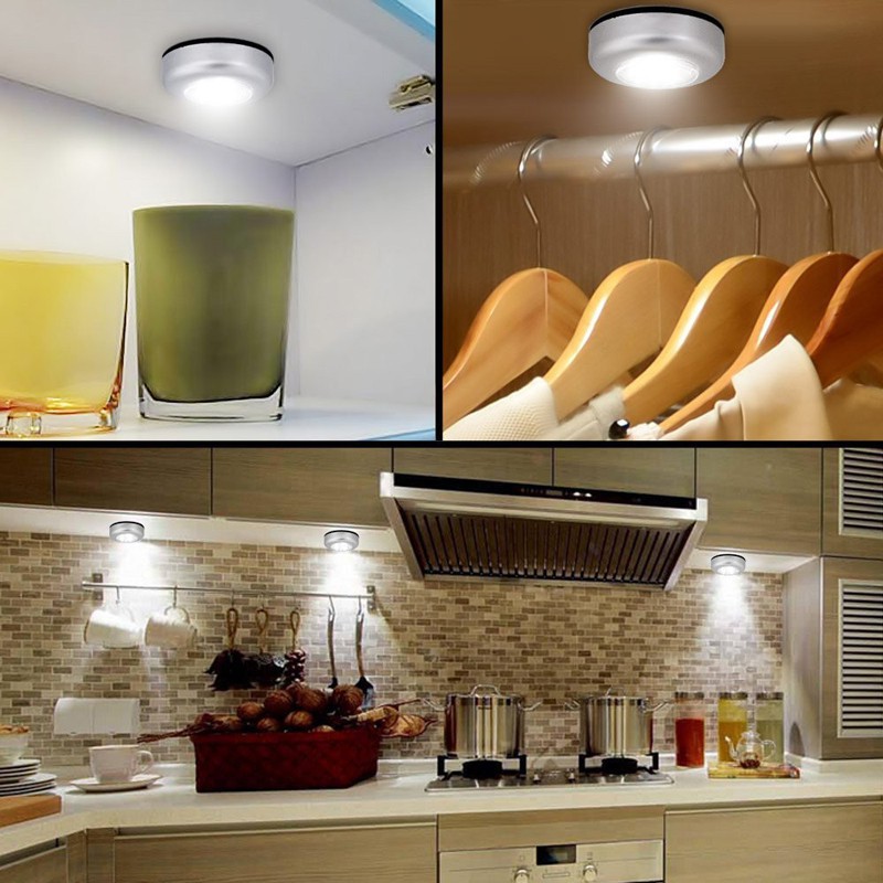 6pcs 3 Led Under Cabinet Push Tap Touch Stick On Night Light Lamps Shopee Malaysia