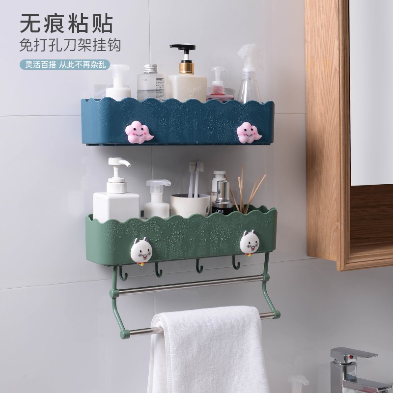 Overseas Spot Bathroom Shelf Wall Mounted Kitchen Bathroom Toilet Bath Toilet Vanity Free Punch Storage Shopee Malaysia