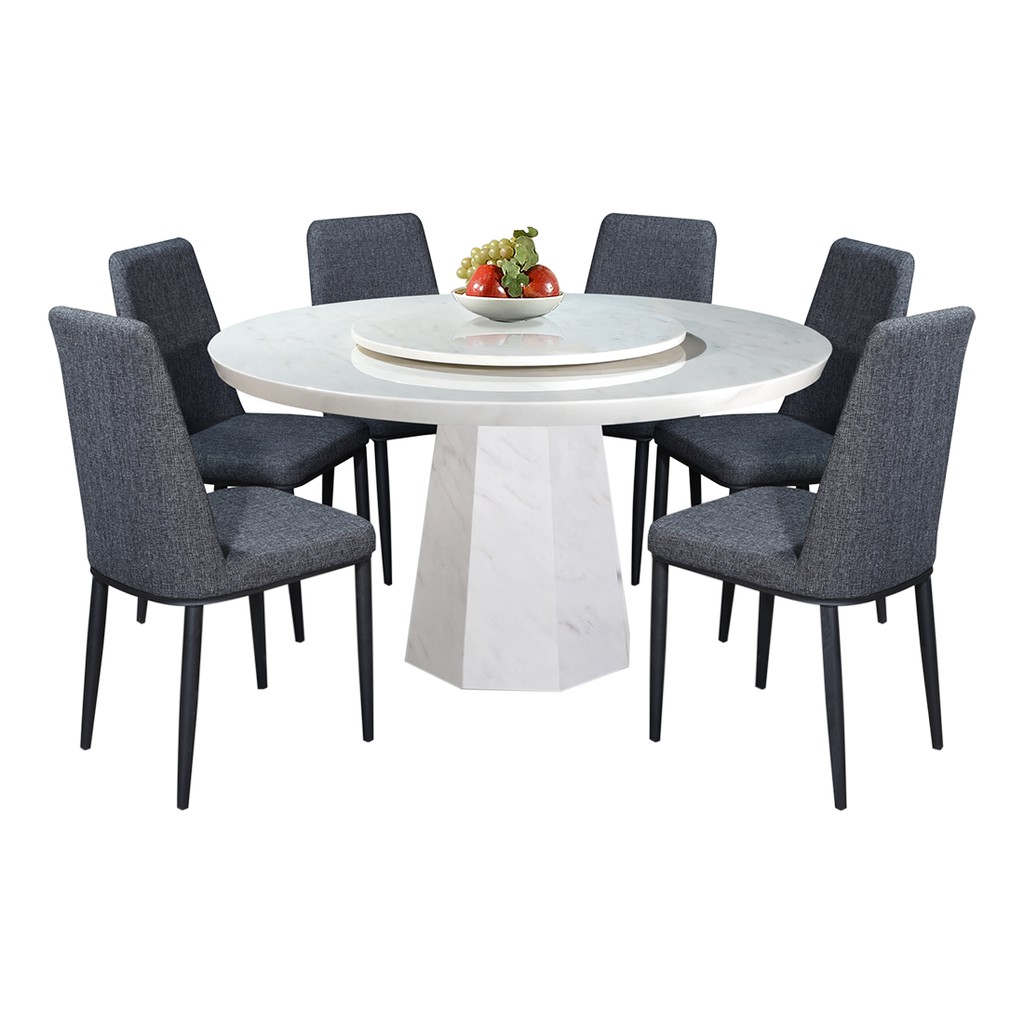 Tl Mtj00474 7 Piece Round Marble Dining Set Shopee Malaysia 