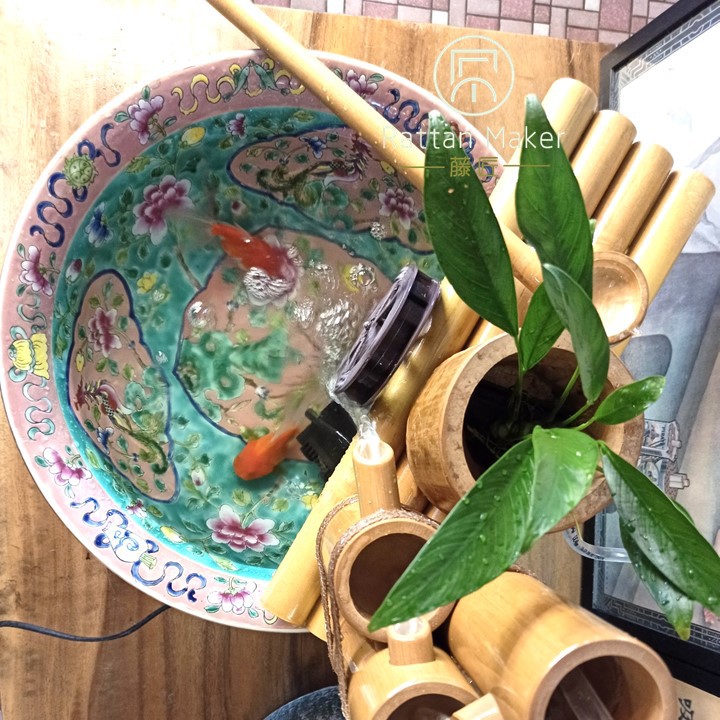 Buy Peranakan Water Fountain Baba Nyonya Big Bowl With Coated Natural Bamboo Antique Collection Turquoise Yellow Baba Nyonya Seetracker Malaysia