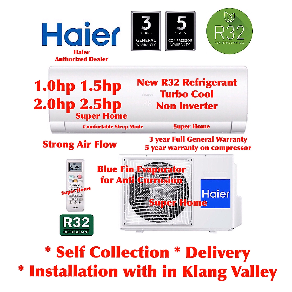Haier 1.0hp 1.5hp 2.0hp 2.5hp Non Inverter Air Conditioner HSU09LTF18