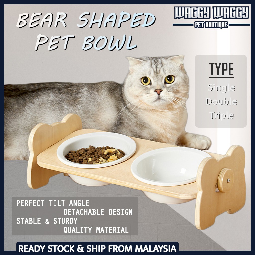 Ready Stock Bear Shaped Pet Bowl Double Bowl Dog Cat Food Water Feeder Ceramic Dish Bowl Cats Dishes Dogs Drinking Shopee Malaysia