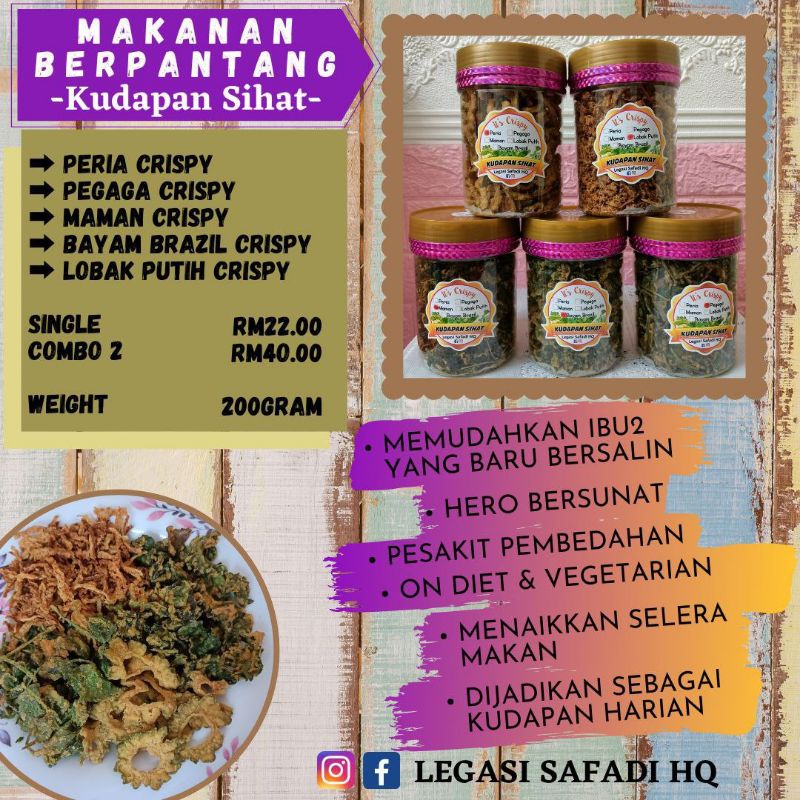 Kudapan Sihat Diet Dan Makanan Pantang Paru Pegaga Peria Garlic Halia Bayam Brazil Ready Stock Shopee Malaysia