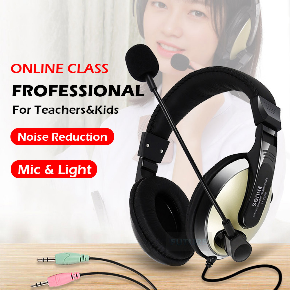 Headphone Online Class 2*3.5mm Wired Gaming Headset Over Ear Headphones with Mic Isolation Noise Gaming Headphone