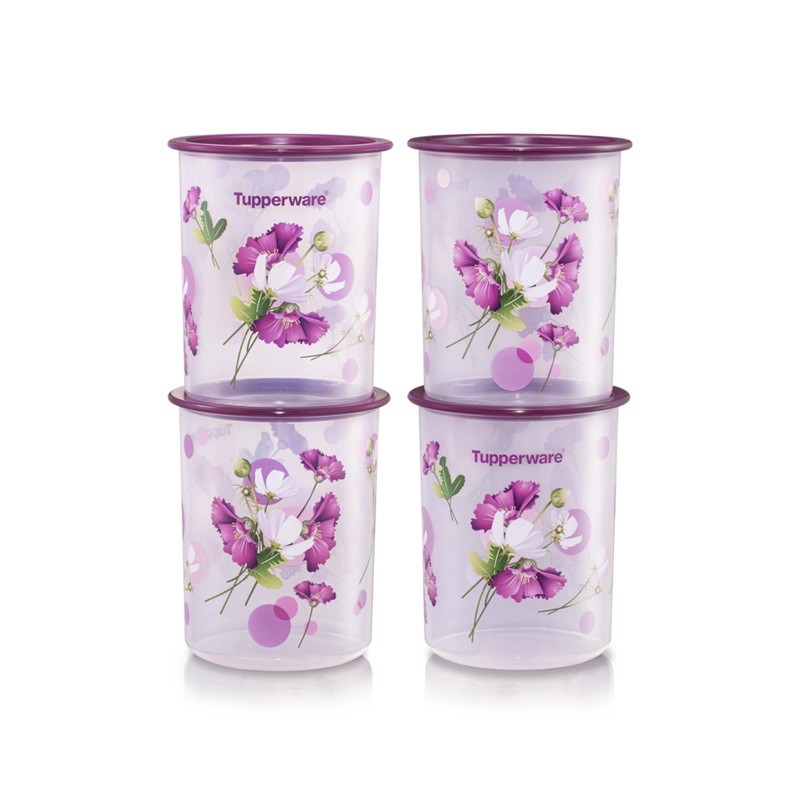zbr1 Tupperware Royale Bloom One Touch Canister Junior (4) 1.25L