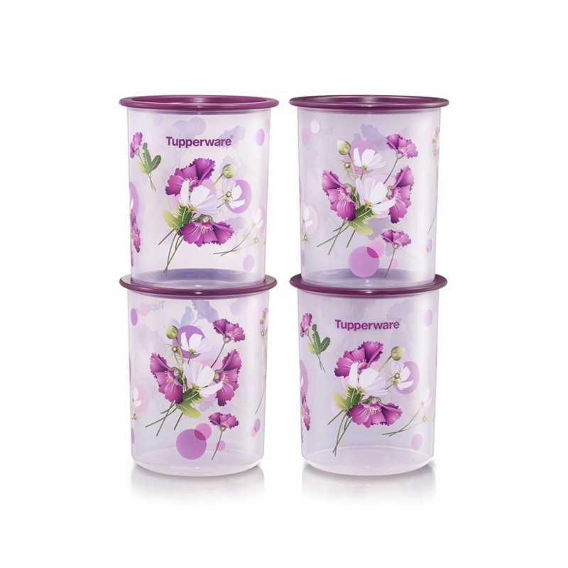 zbr1 Tupperware Royale Bloom One Touch Canister Junior (4) 1.25L