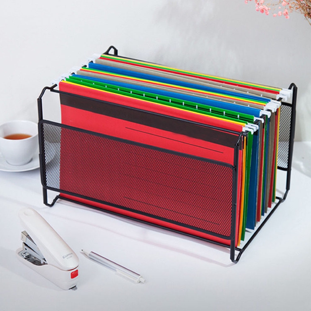 A4 Size Mesh Metal Desktop Hanging File Storage Organizer Holder