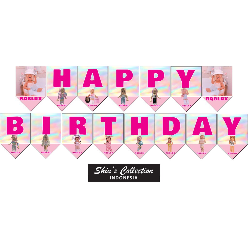 roblox girl s happy birthday bunting banner set shopee malaysia