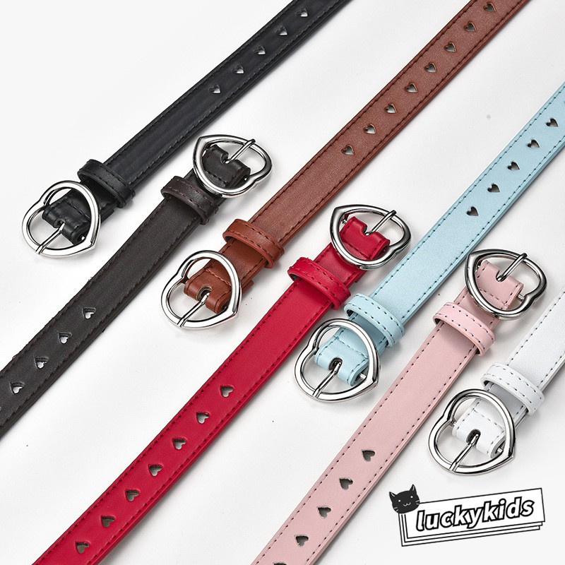 Sweet Kids Girls Love Heart Hollow Belt Children Cute PU Belt