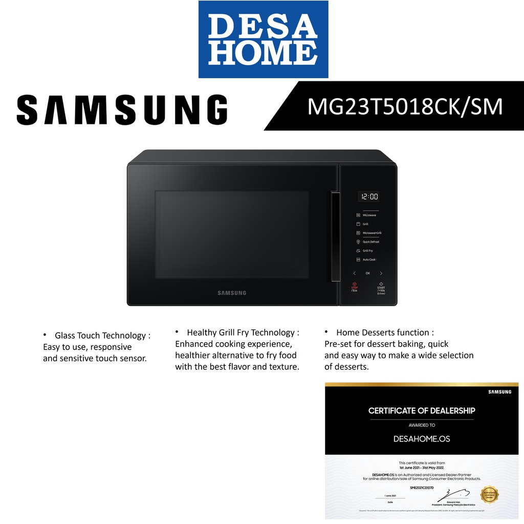 SAMSUNG MG23T5018CK/SM 23L GRILL MICROWAVE OVEN WITH HEALTHY GRILL FRY