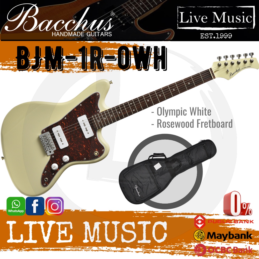 Bacchus BJM1ROWH Electric Guitar, Rosewood Fretboard Olympic White
