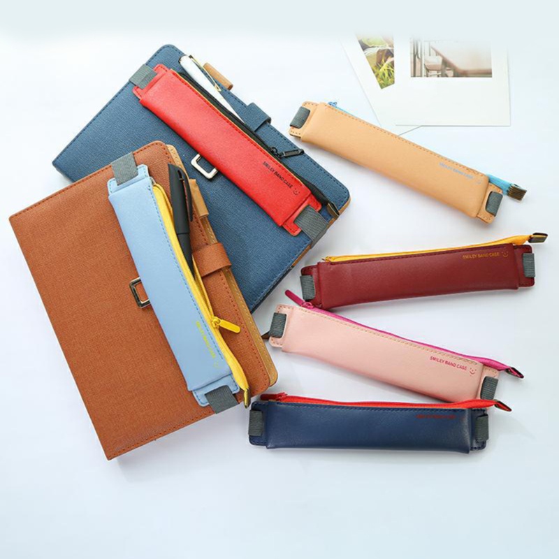 Luxury PU Leather Elastic Buckle Pencil Case for Book Notebook Fashion