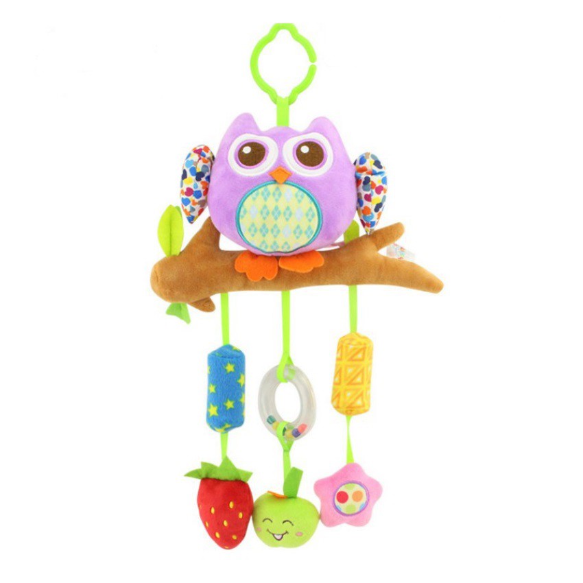 Happy Monkey Baby Rattle Toy / Stroller And Cot Hanging Purple Owl Toy ...