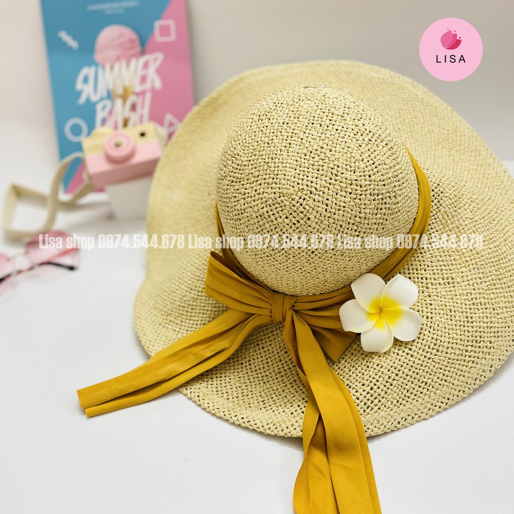 Beach rattan hat, Widebrimmed rattan hat with large bow can not damage