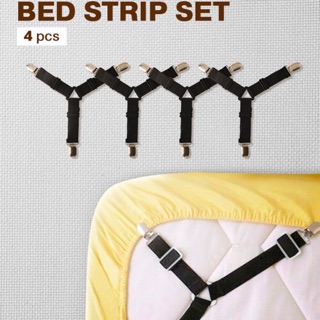 [4PCS] CADAR KEMAS DAN TEGANG SINGLE ATAU QUEEN 4PCS!! Bed Strip Set For All Mattress Size Hotel